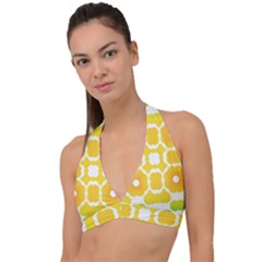 Yellow Seamless Pattern Halter Plunge Bikini Top by Ravend