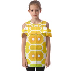 Yellow Seamless Pattern Fold Over Open Sleeve Top