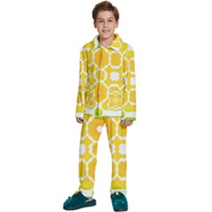 Yellow Seamless Pattern Kids  Long Sleeve Velvet Pajamas Set