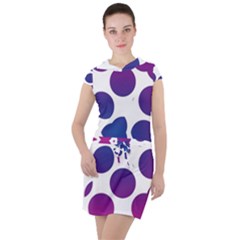 Purple Blue Repeat Pattern Drawstring Hooded Dress by Ravend