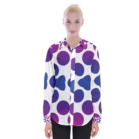 Purple Blue Repeat Pattern Womens Long Sleeve Shirt by Ravend