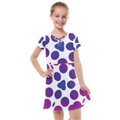 Purple Blue Repeat Pattern Kids  Cross Web Dress by Ravend