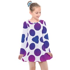 Purple Blue Repeat Pattern Kids  Long Sleeve Dress by Ravend