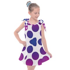 Purple Blue Repeat Pattern Kids  Tie Up Tunic Dress by Ravend