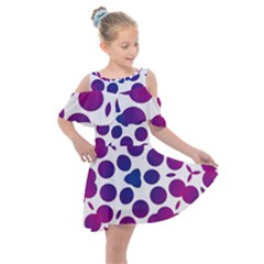 Purple Blue Repeat Pattern Kids  Shoulder Cutout Chiffon Dress by Ravend