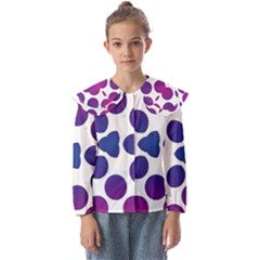 Purple Blue Repeat Pattern Kids  Peter Pan Collar Blouse by Ravend