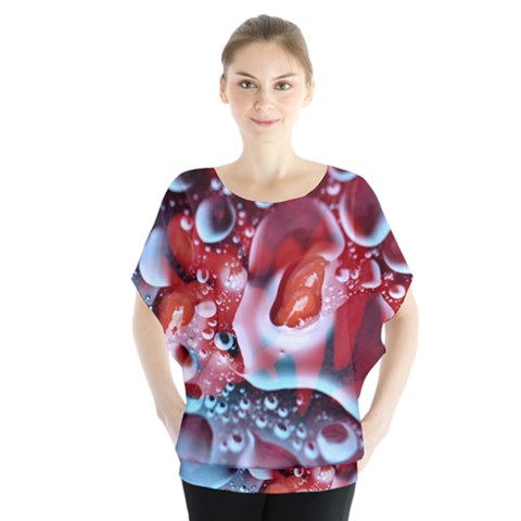 Abstract Art Texture Bubbles Batwing Chiffon Blouse by Ravend