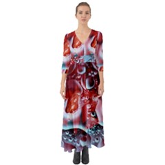 Abstract Art Texture Bubbles Button Up Boho Maxi Dress by Ravend