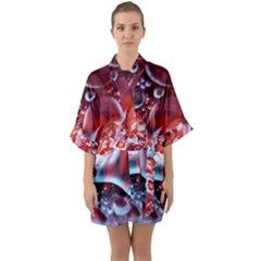 Abstract Art Texture Bubbles Half Sleeve Satin Kimono  by Ravend