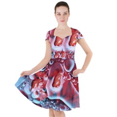 Abstract Art Texture Bubbles Cap Sleeve Midi Dress by Ravend