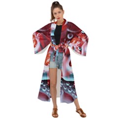 Abstract Art Texture Bubbles Maxi Kimono by Ravend