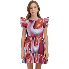 Abstract Art Texture Bubbles Kids  Winged Sleeve Dress by Ravend