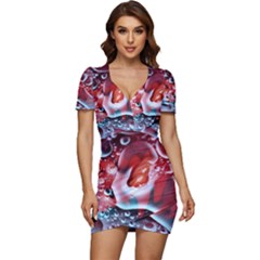 Abstract Art Texture Bubbles Low Cut Cap Sleeve Mini Dress