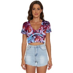 Abstract Art Texture Bubbles V-neck Crop Top