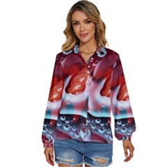 Abstract Art Texture Bubbles Women s Long Sleeve Button Down Shirt