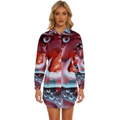 Abstract Art Texture Bubbles Womens Long Sleeve Shirt Dress