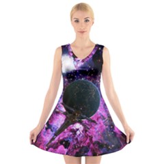 Spaceship Alien Futuristic V-neck Sleeveless Dress by Ravend