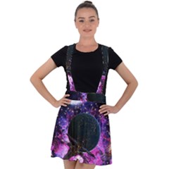 Spaceship Alien Futuristic Velvet Suspender Skater Skirt by Ravend