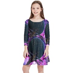 Spaceship Alien Futuristic Kids  Quarter Sleeve Skater Dress by Ravend