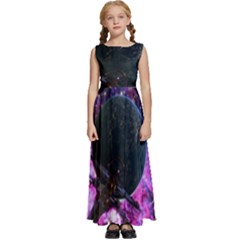 Spaceship Alien Futuristic Kids  Satin Sleeveless Maxi Dress