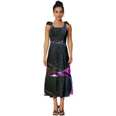 Spaceship Alien Futuristic Tie-strap Tiered Midi Chiffon Dress