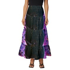 Spaceship Alien Futuristic Tiered Ruffle Maxi Skirt