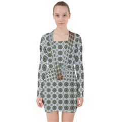 Pattern Background Abstract V-neck Bodycon Long Sleeve Dress by Ravend