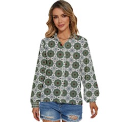 Pattern Background Abstract Women s Long Sleeve Button Down Shirt