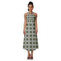 Pattern Background Abstract Sleeveless Cross Front Cocktail Midi Chiffon Dress