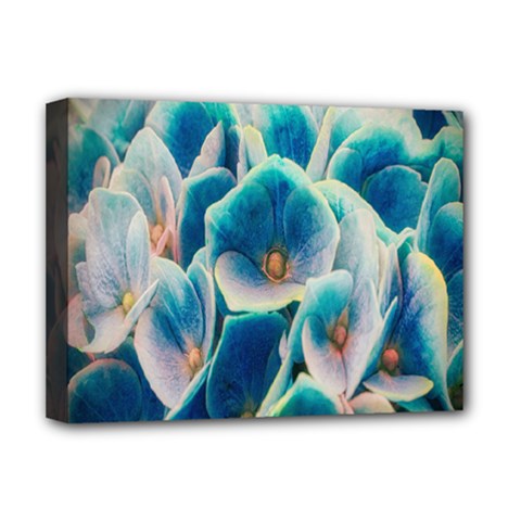 Hydrangeas-blossom-bloom-blue Deluxe Canvas 16  X 12  (stretched)  by Ravend