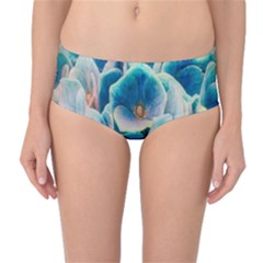 Hydrangeas-blossom-bloom-blue Mid-waist Bikini Bottoms by Ravend