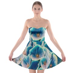 Hydrangeas-blossom-bloom-blue Strapless Bra Top Dress by Ravend