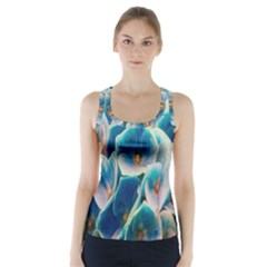 Hydrangeas-blossom-bloom-blue Racer Back Sports Top by Ravend