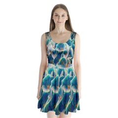 Hydrangeas-blossom-bloom-blue Split Back Mini Dress  by Ravend