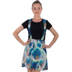 Hydrangeas-blossom-bloom-blue Velvet Suspender Skater Skirt by Ravend