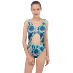 Hydrangeas-blossom-bloom-blue Center Cut Out Swimsuit by Ravend