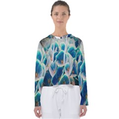 Hydrangeas-blossom-bloom-blue Women s Slouchy Sweat