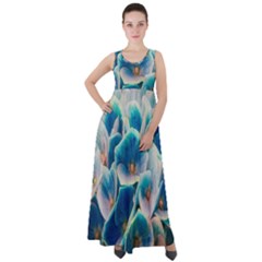 Hydrangeas-blossom-bloom-blue Empire Waist Velour Maxi Dress by Ravend