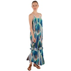 Hydrangeas-blossom-bloom-blue Cami Maxi Ruffle Chiffon Dress by Ravend