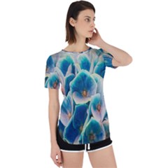 Hydrangeas-blossom-bloom-blue Perpetual Short Sleeve T-shirt by Ravend