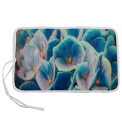 Hydrangeas-blossom-bloom-blue Pen Storage Case (l) by Ravend