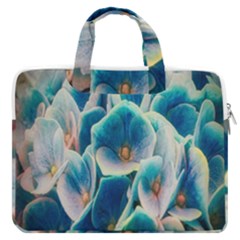 Hydrangeas-blossom-bloom-blue Macbook Pro 16  Double Pocket Laptop Bag  by Ravend