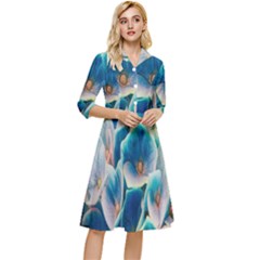 Hydrangeas-blossom-bloom-blue Classy Knee Length Dress by Ravend