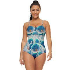 Hydrangeas-blossom-bloom-blue Retro Full Coverage Swimsuit by Ravend