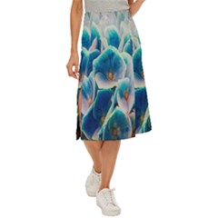 Hydrangeas-blossom-bloom-blue Midi Panel Skirt by Ravend