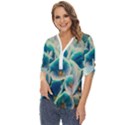 Hydrangeas-blossom-bloom-blue Zip Up Long Sleeve Blouse View2