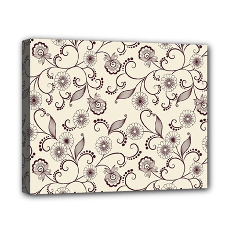 White And Brown Floral Wallpaper Flowers Background Pattern Canvas 10  X 8  (stretched)