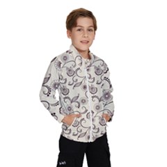 White And Brown Floral Wallpaper Flowers Background Pattern Kids  Windbreaker