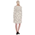 White And Brown Floral Wallpaper Flowers Background Pattern Long Sleeve Velvet Front Wrap Dress View2