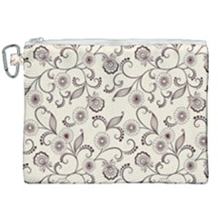 White And Brown Floral Wallpaper Flowers Background Pattern Canvas Cosmetic Bag (xxl)